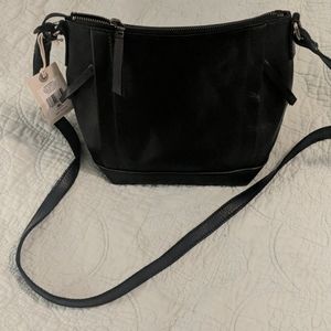 New black leather luck brand purse